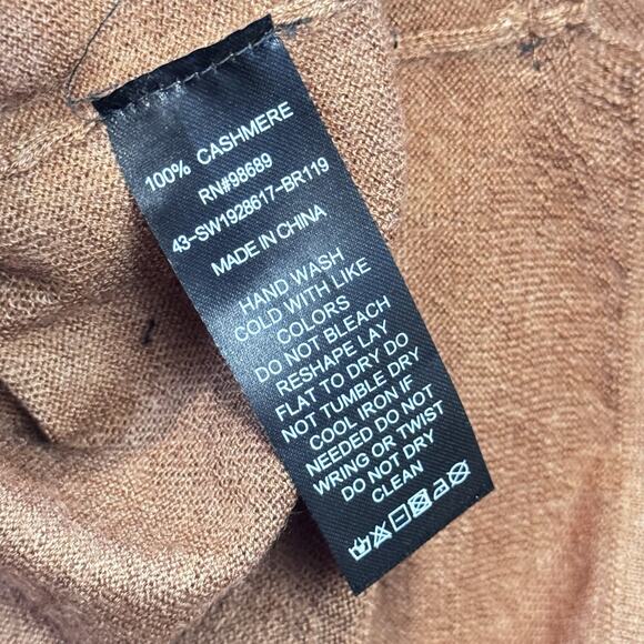 New Todd Snyder Mens Long Sleeve 100% Cashmere Crewneck Pocket Camel Brown Large - Picture 8 of 9